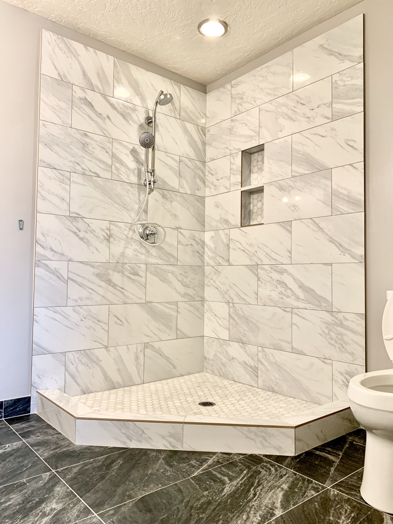 Custom Marble Walk-In Shower